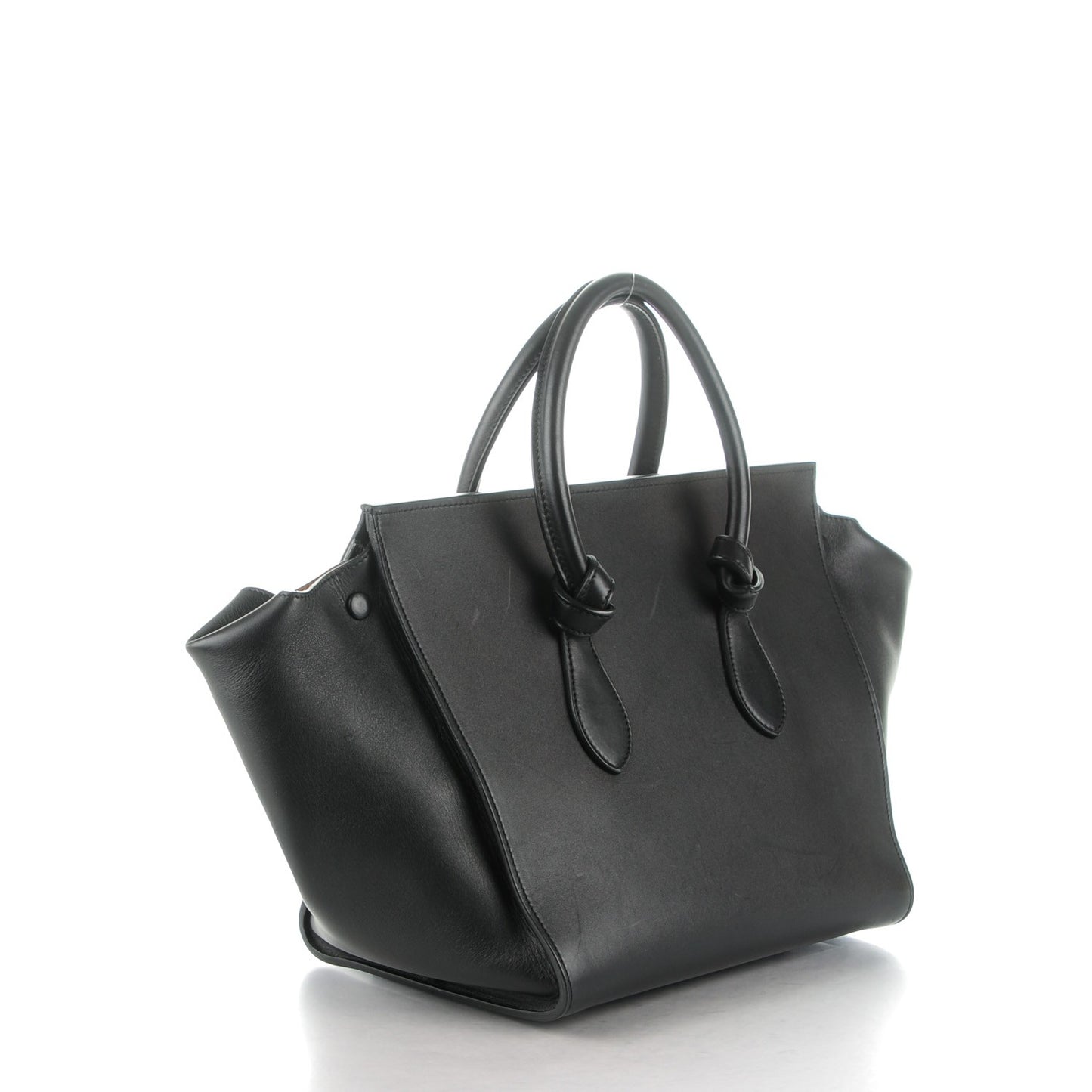 Smooth Calfskin Small Tie Knot Tote Black