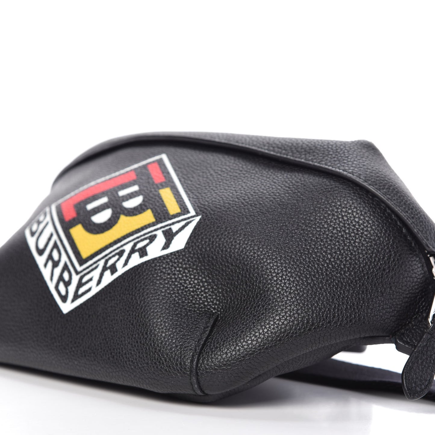 Grainy Calfskin Logo Graphic Sonny Bum Bag Black