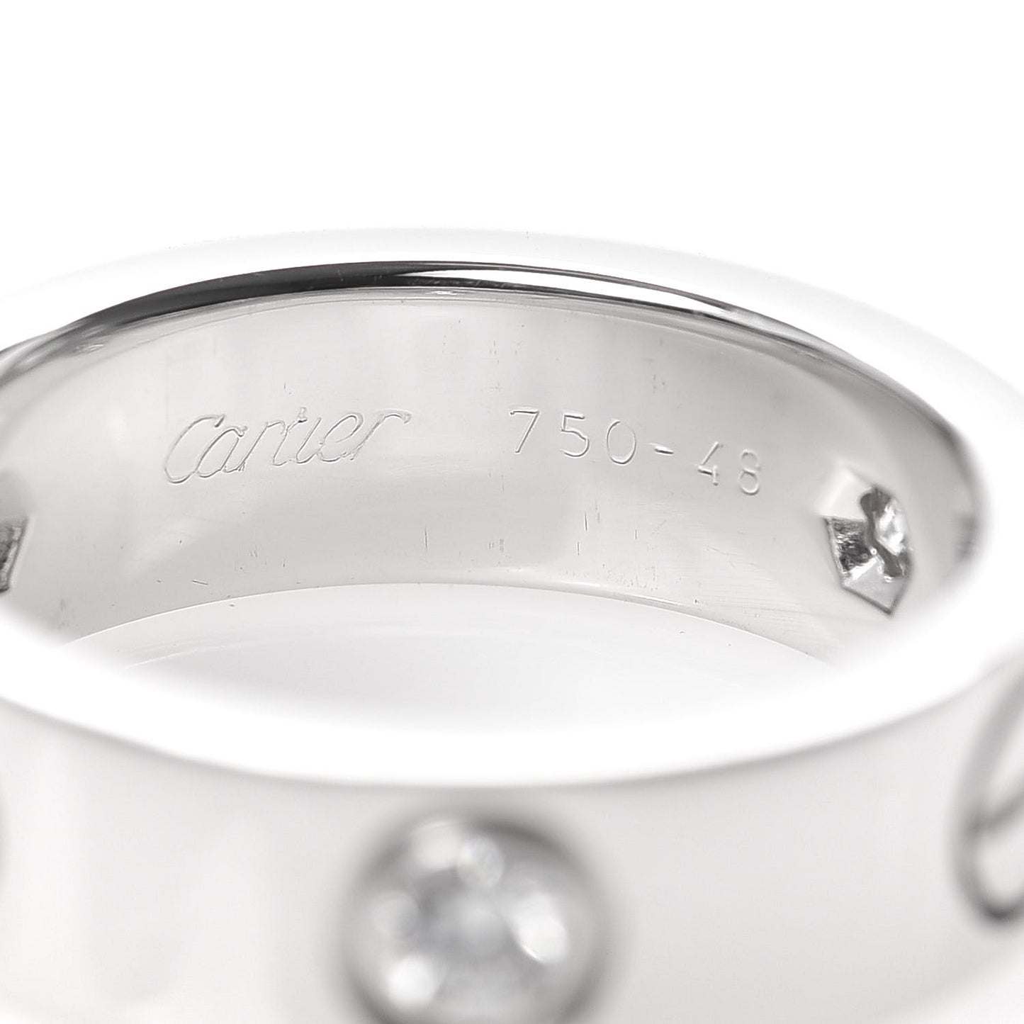 18K White Gold 3 Diamond 5.5mm LOVE Ring 48 4.5