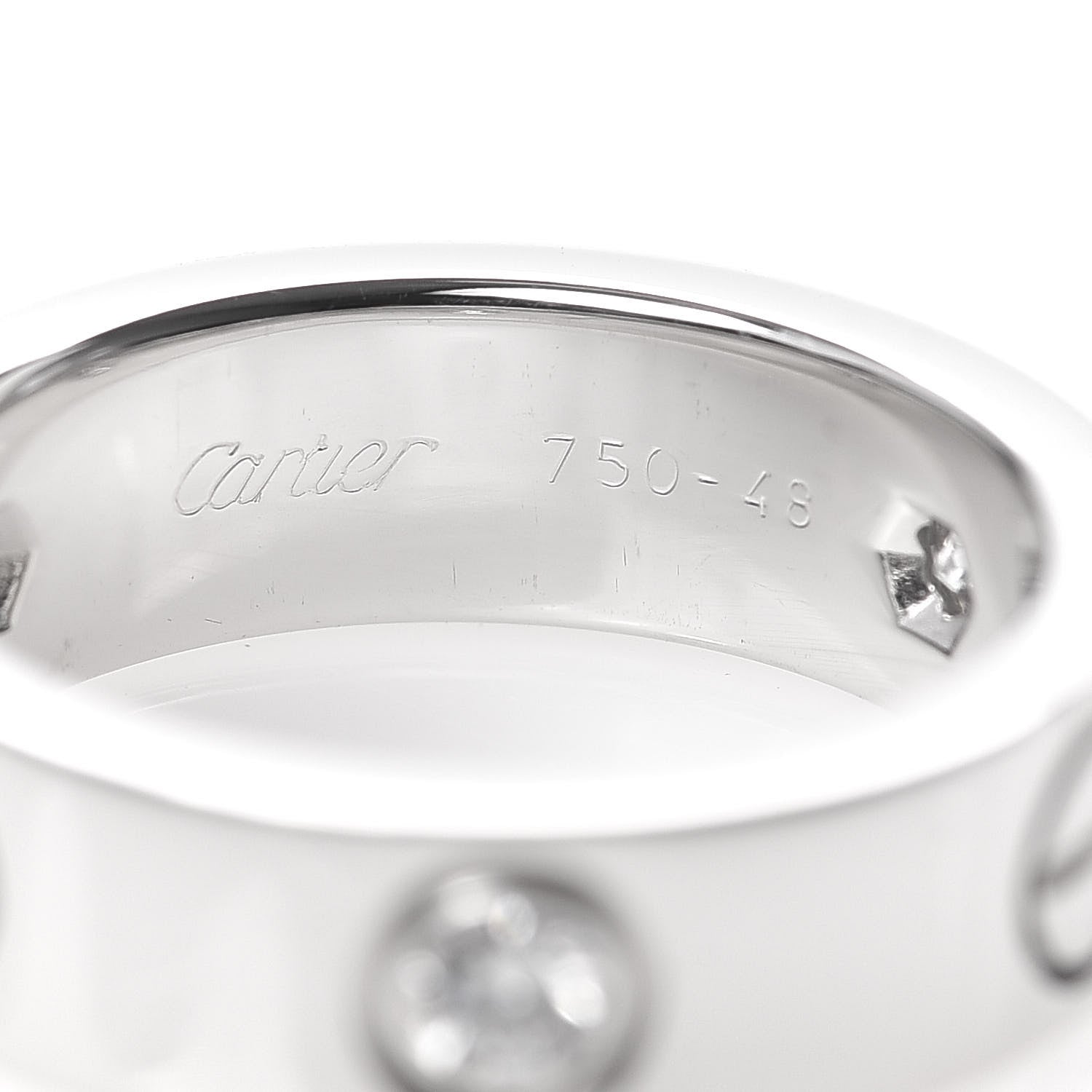 Cartier 18K White Gold 3 Diamond 5.5mm LOVE Ring 48 4.5 4 of 5