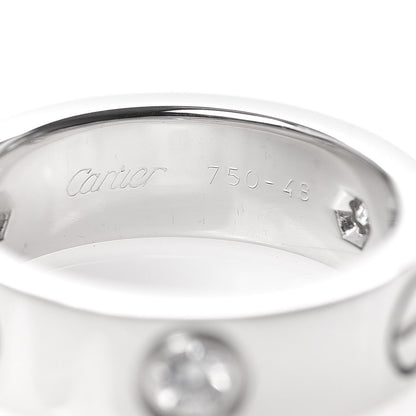 Cartier 18K White Gold 3 Diamond 5.5mm LOVE Ring 48 4.5 4 of 5