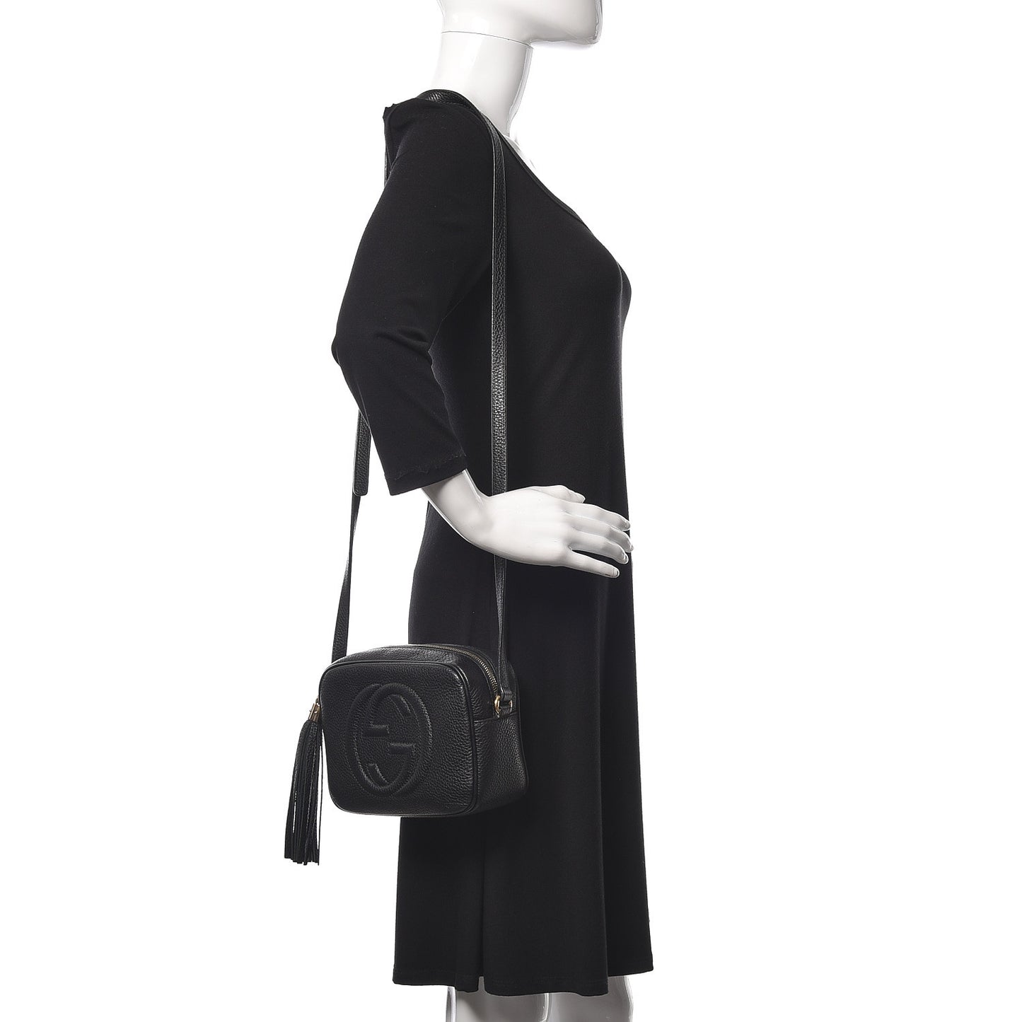 Pebbled Calfskin Small Soho Disco Bag Black