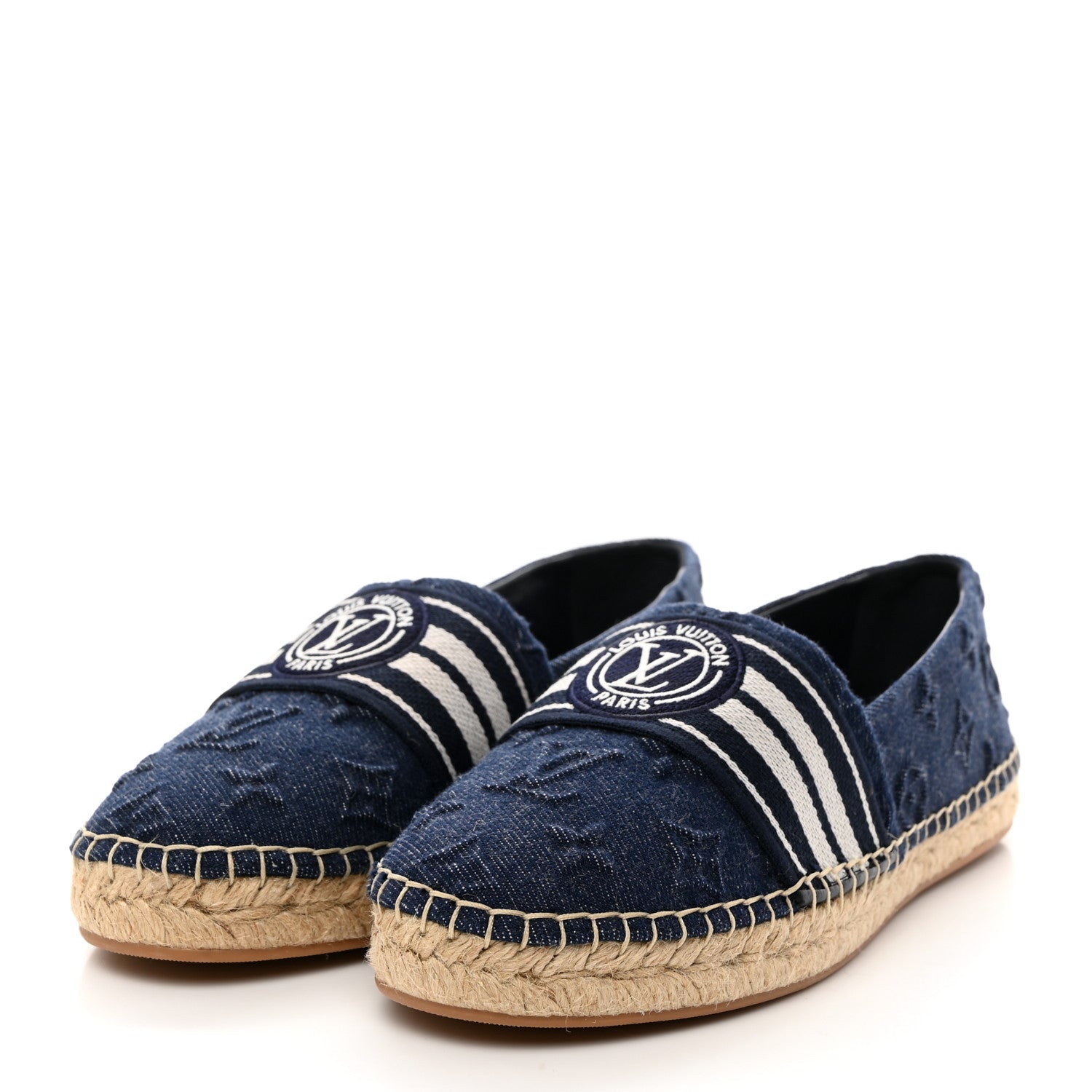 Louis Vuitton LOUIS VUITTON Denim Starboard Espadrille Flats 38.5 Blue 3 of 9