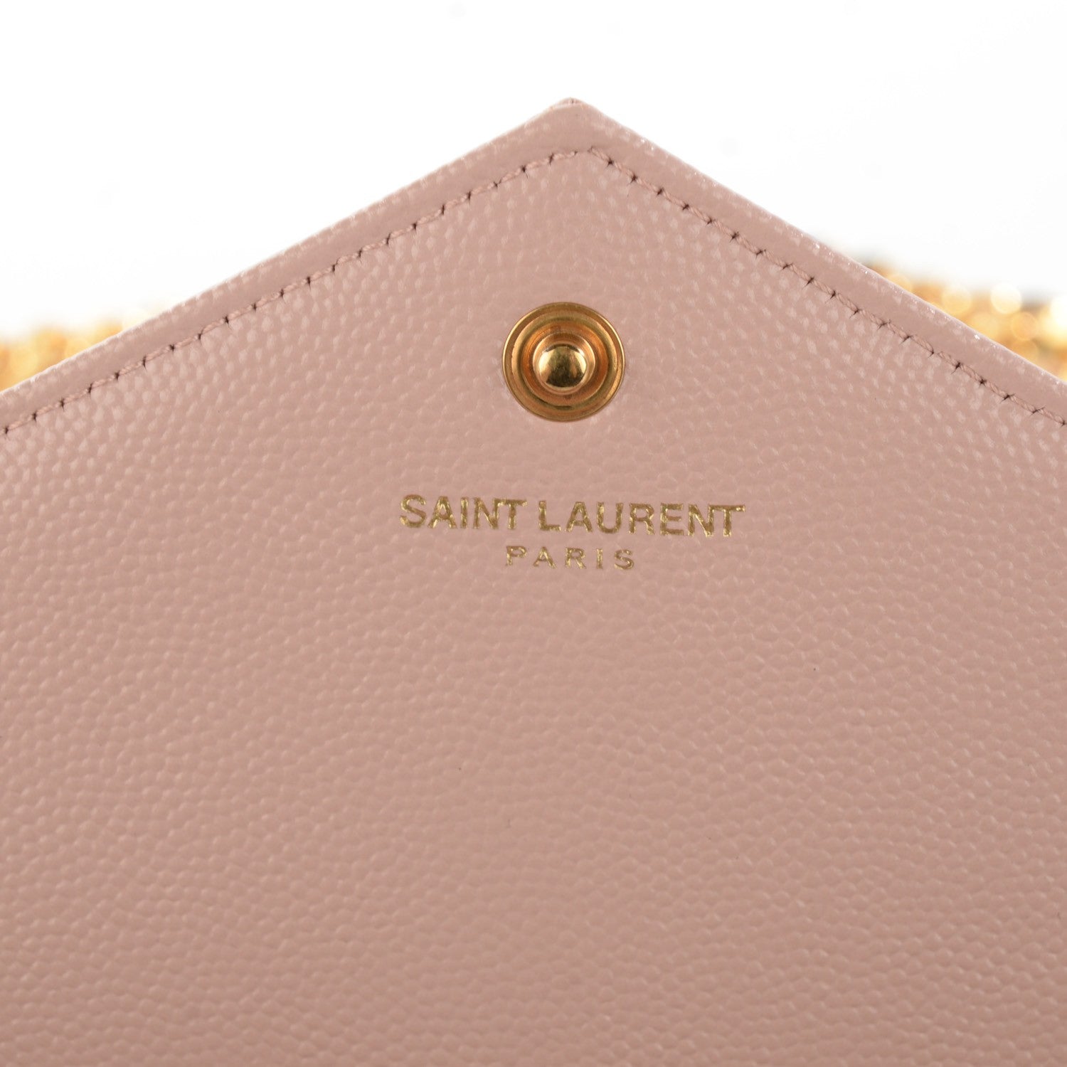 Saint Laurent Grain De Poudre Matelasse Chevron Monogram Chain Wallet Pale Blush 6 of 8