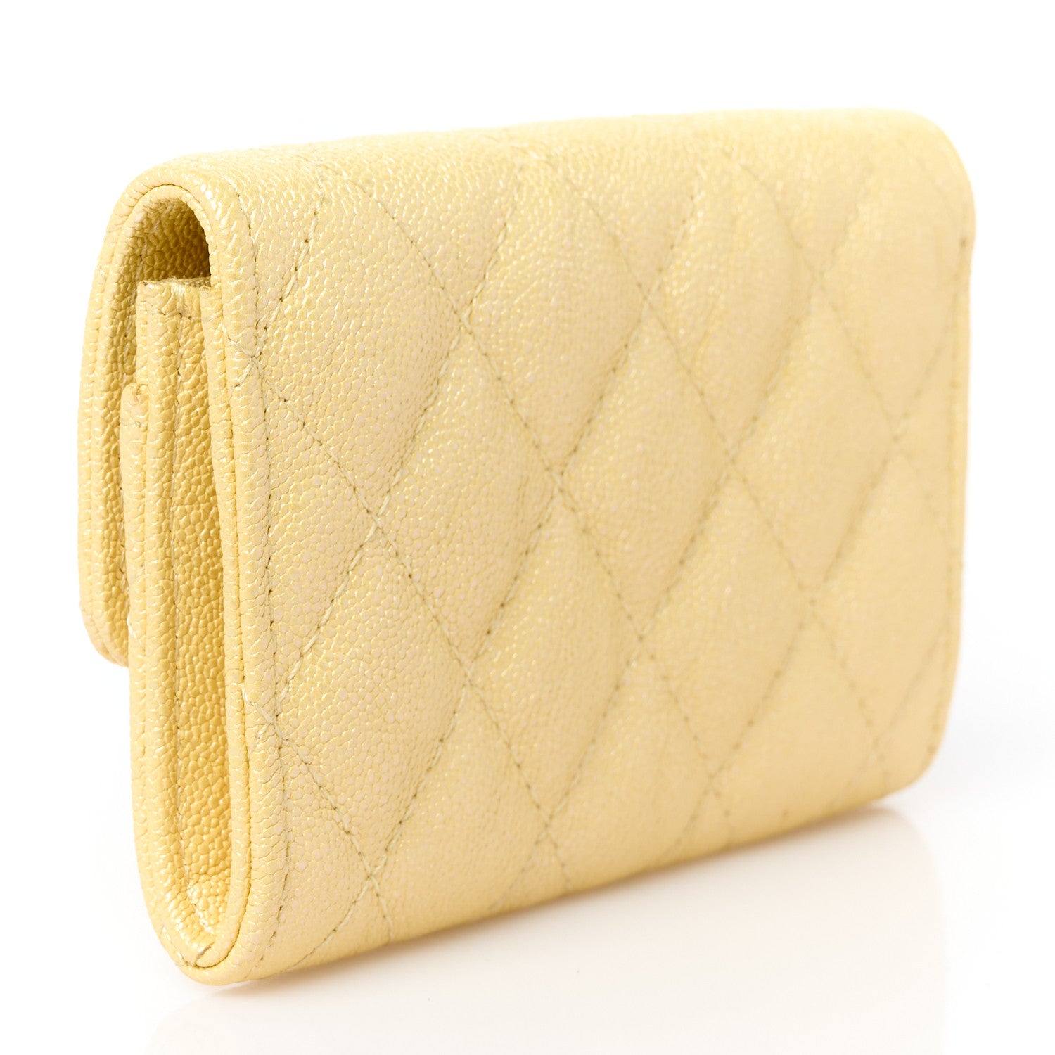 Chanel Iridescent Caviar Quilted Flap Card Holder Yellow 3 of 9