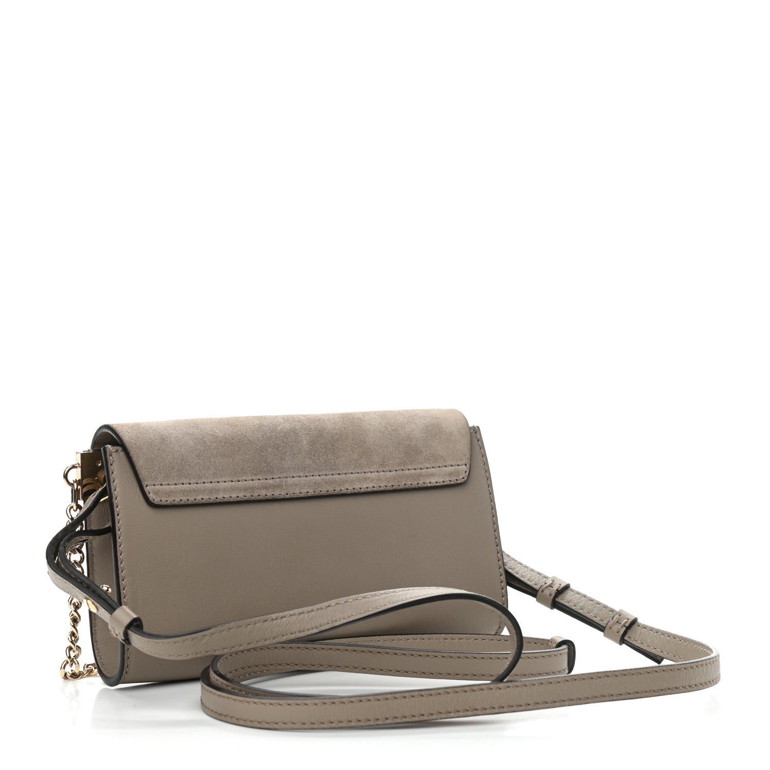 Chloe Suede Calfskin Mini Faye Shoulder Bag Motty Grey 3 of 12