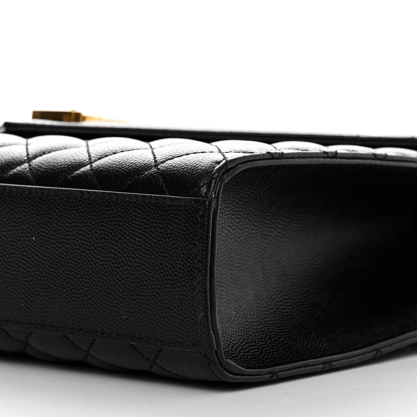 Grain De Poudre Textured Mixed Matelasse Large Triquilt Monogram Satchel Black