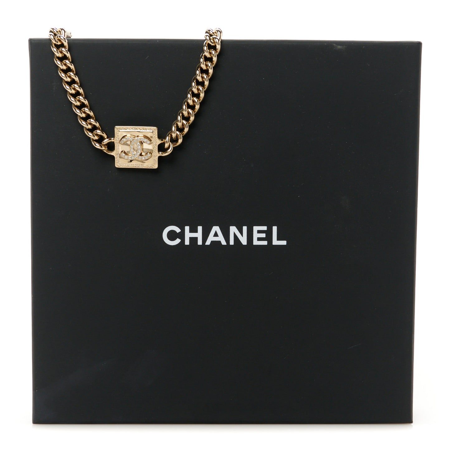 Metal Crystal CC Choker Gold