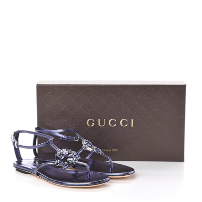 Gucci Metallic Nappa Crystal GG Thong Sandals 36 Purple 8 of 8