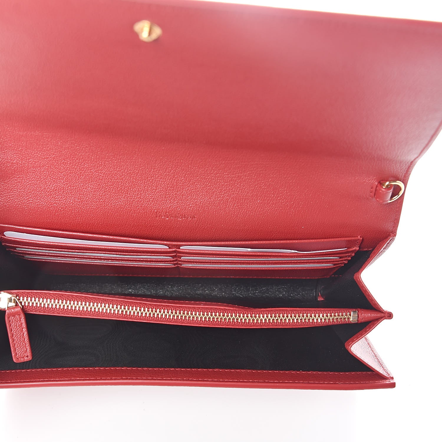 Saint Laurent Calfskin Belle de Jour Chain Clutch Rouge Orient 5 of 9