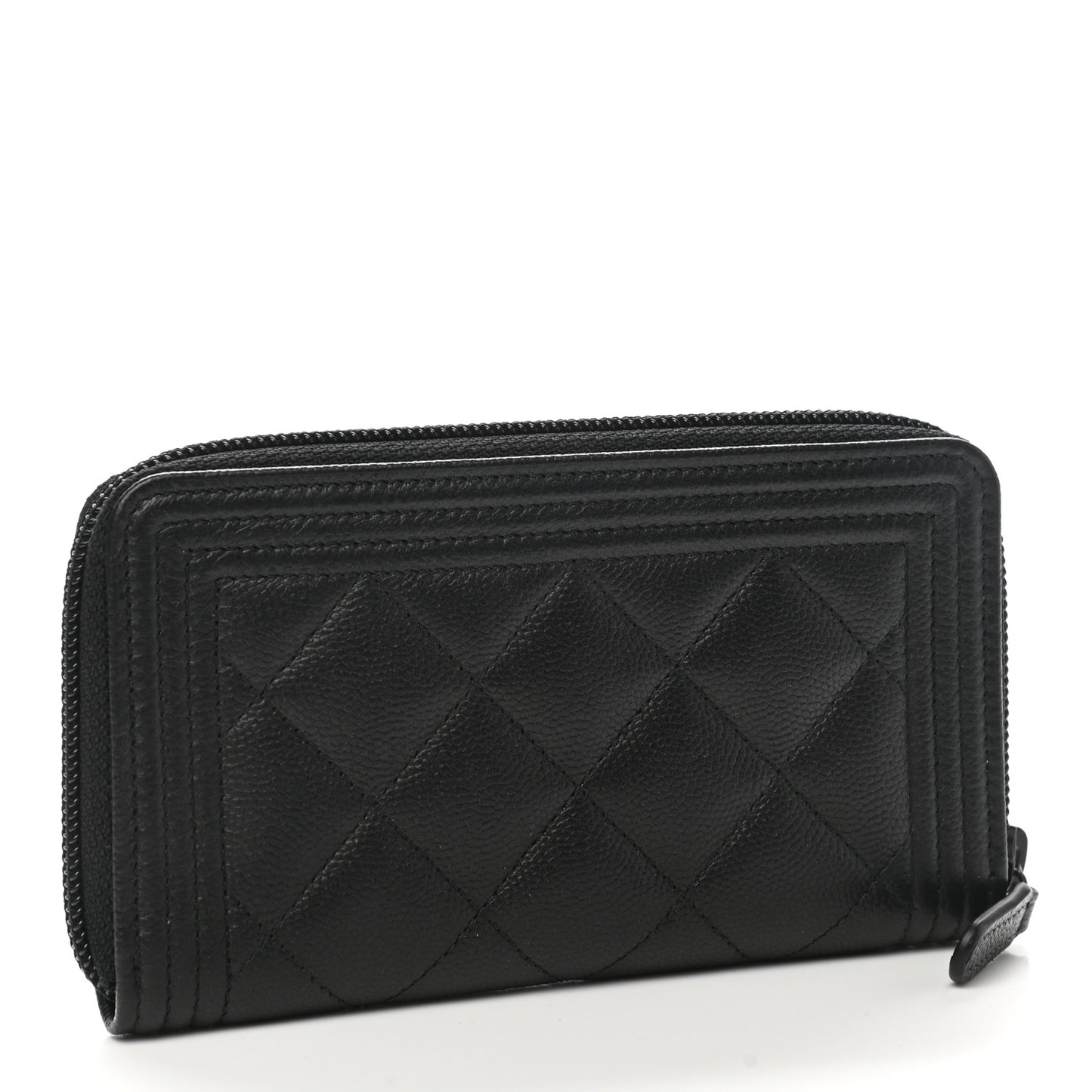 Caviar Quilted Small Boy Zip Around Wallet So Black