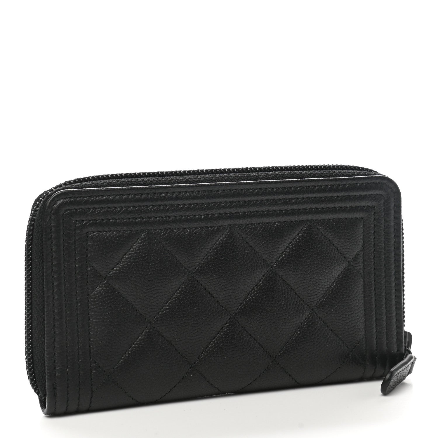 Chanel Caviar Quilted Small Boy Zip Around Wallet So Black 3 of 8
