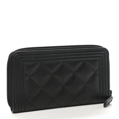 Chanel Caviar Quilted Small Boy Zip Around Wallet So Black 3 of 8