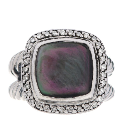 David Yurman Sterling Silver Diamond Black Mother of Pearl 11mm Albion Ring 51 5.75 1 of 7