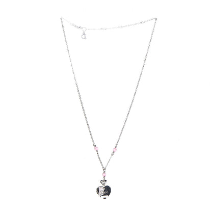 Christian Dior Metal Heart Beaded CD Necklace Silver 2 of 4