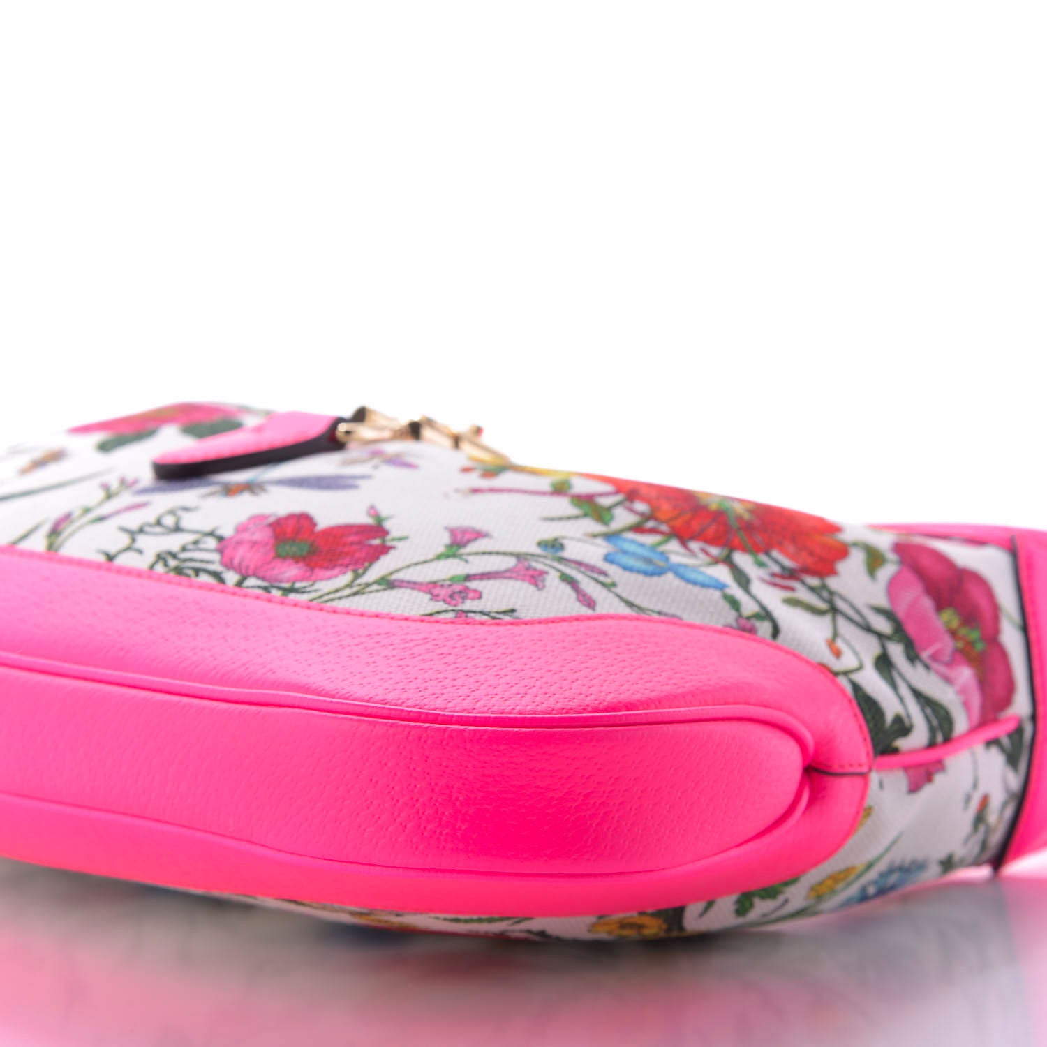 Gucci Canvas Flora Medium Jackie Hobo Fuchsia 7 of 9