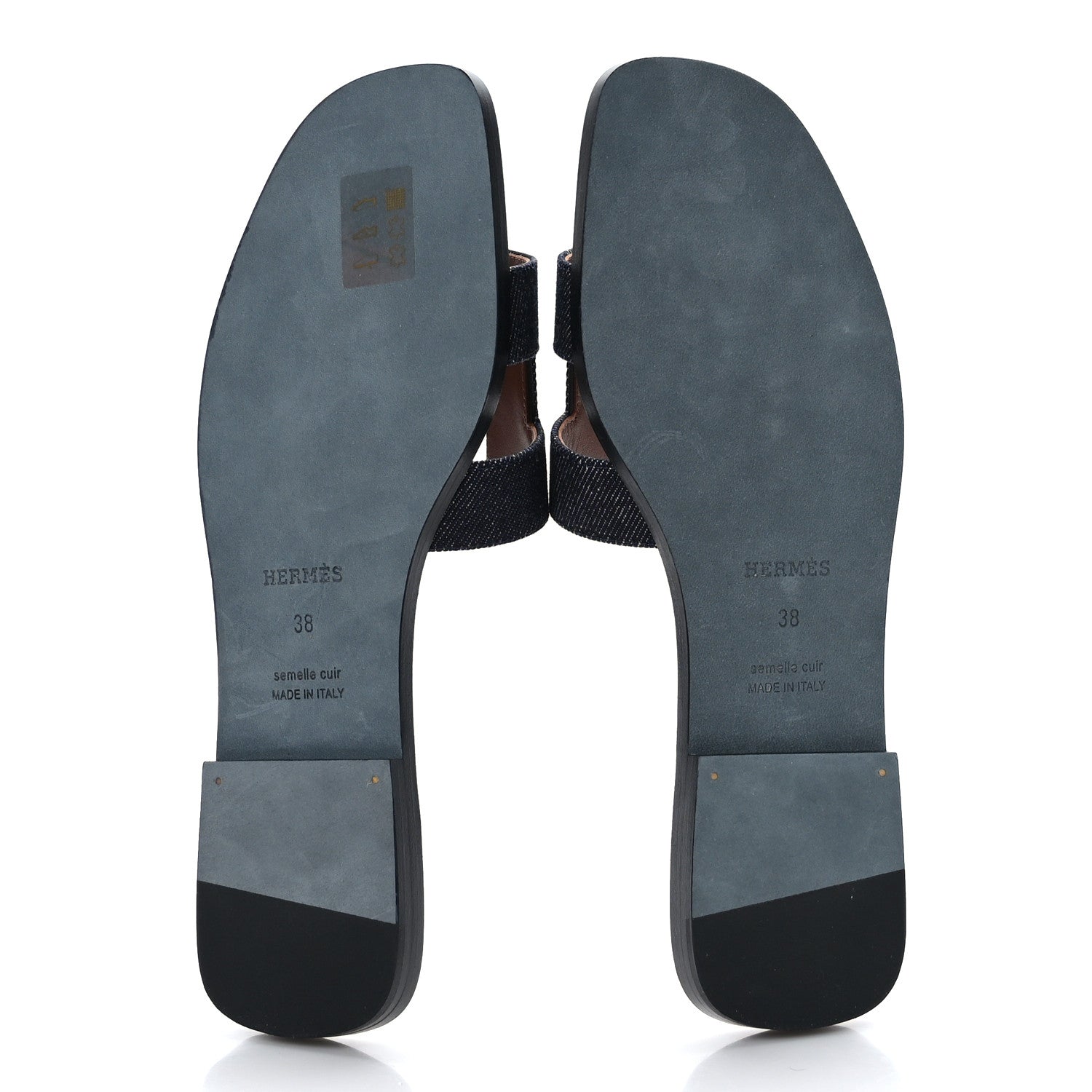 Hermes Denim Canvas Oran Sandals 38 Bleu Brut 5 of 9