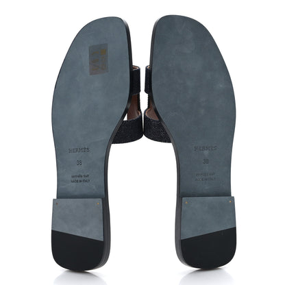 Hermes Denim Canvas Oran Sandals 38 Bleu Brut 5 of 9