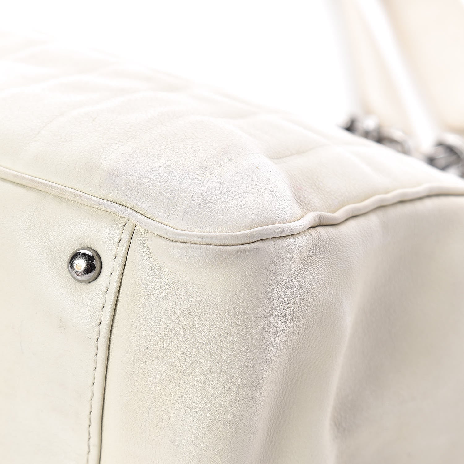 Chanel Lambskin Vertical Quilted Lax East West Shoulder Bag Ivory 15 of 17