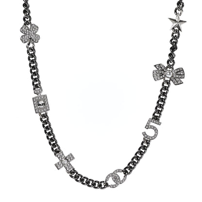 Chanel Pearl Crystal CC No 5 Perfume Bottle Choker Necklace Silver 1 of 7