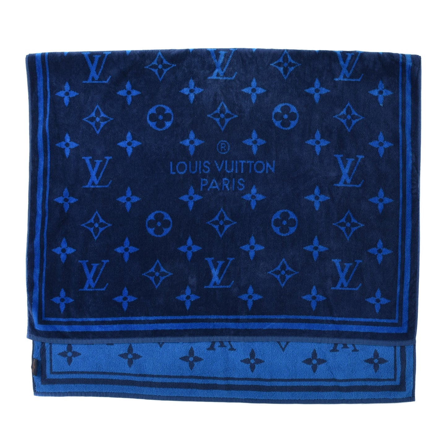 Cotton Monogram Beach Towel Blue
