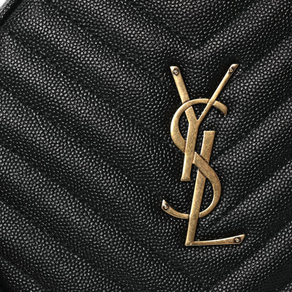 Saint Laurent Grain De Poudre Matelasse Chevron Quilted Round Vinyle Camera Bag Black 8 of 13