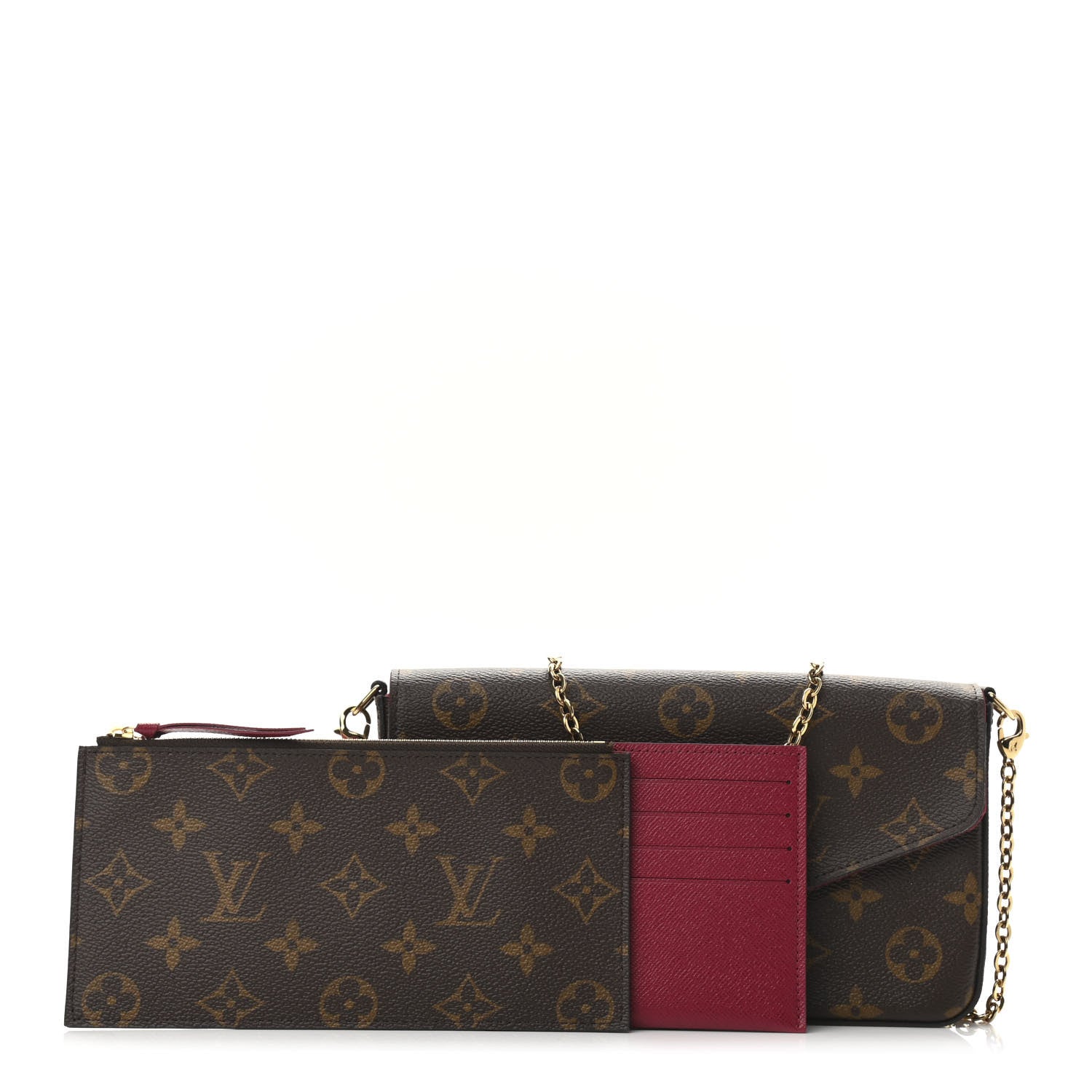 Louis Vuitton Monogram Pochette Felicie Chain Wallet Fuchsia 1 of 11