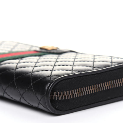 Gucci Calfskin Web Trapuntata GG Zip Around Wallet Black 9 of 11