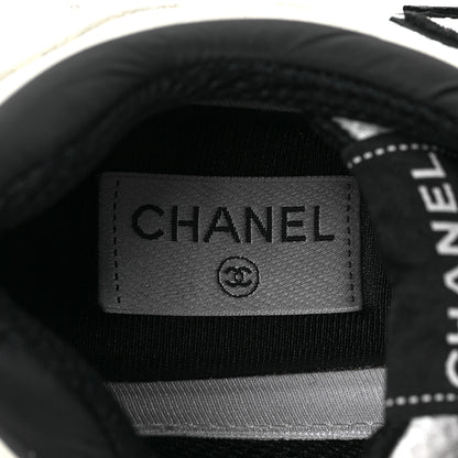Chanel Mesh Suede Calfskin Grained Calfskin Womens CC Sneakers 41 White Black 6 of 6