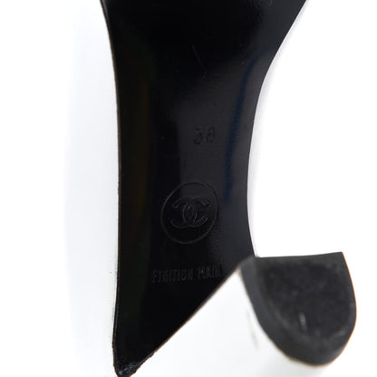 Chanel Patent Calfskin CC Cap Toe Pumps 38 White Black 9 of 10