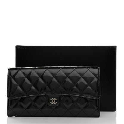 Chanel Striated Patent Quilted Travel Wallet Black 9 of 9