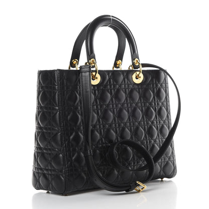 Christian Dior Lambskin Cannage Large Lady Dior Black 3 of 15