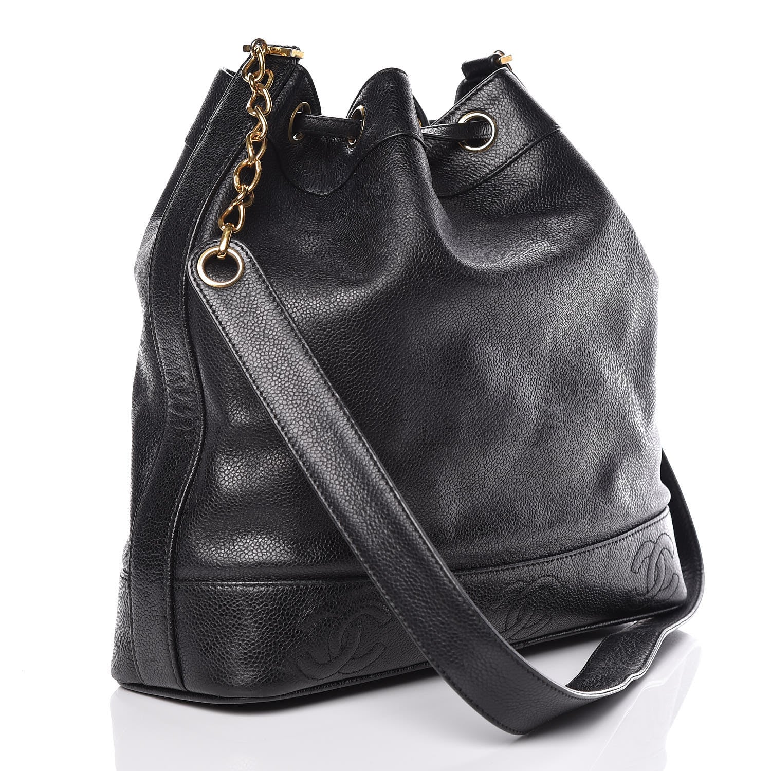 Chanel Caviar CC Drawstring Shoulder Bag Black 4 of 14