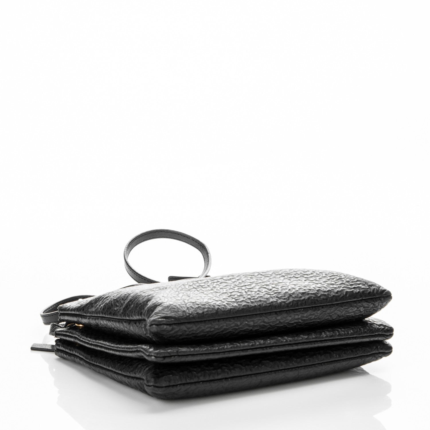 Celine Calfskin Astrakhan Embossed Large Trio Crossbody Bag Black 4 of 9