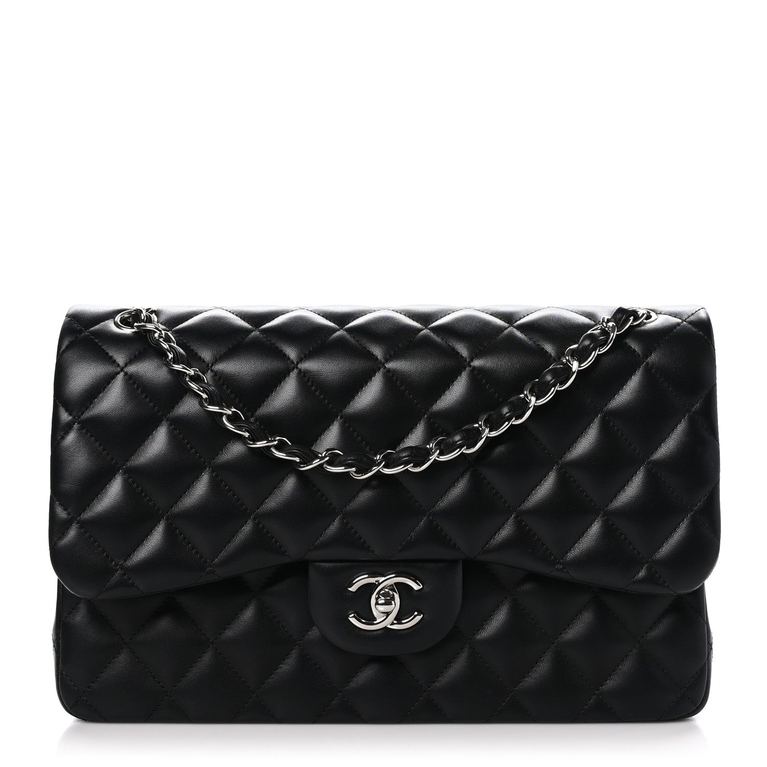 Chanel Lambskin Quilted Jumbo Double Flap Black 1 of 11