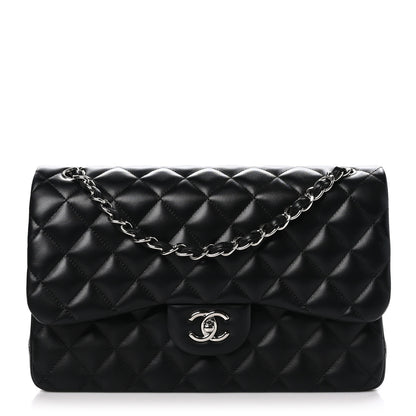 Chanel Lambskin Quilted Jumbo Double Flap Black 1 of 11