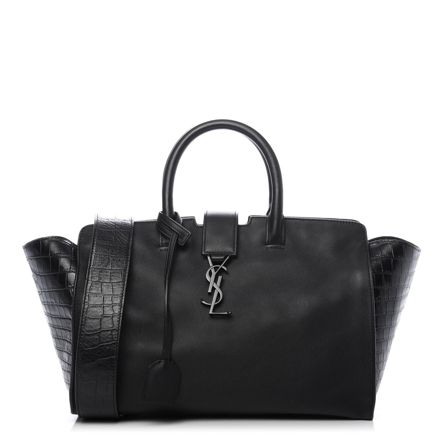 Smooth Calfskin Crocodile Embossed Small Monogram Downtown Cabas Black