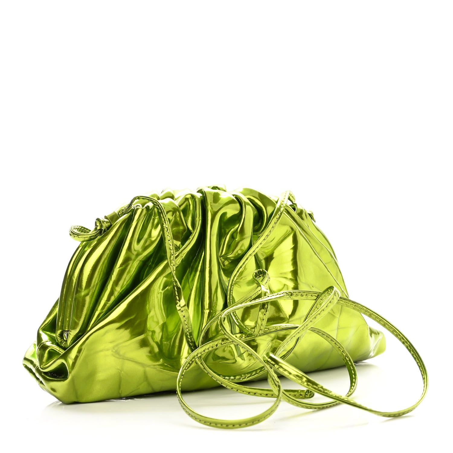 Bottega Veneta Metallic Crushed Calfskin The Mini Pouch Chlorophyll 3 of 9