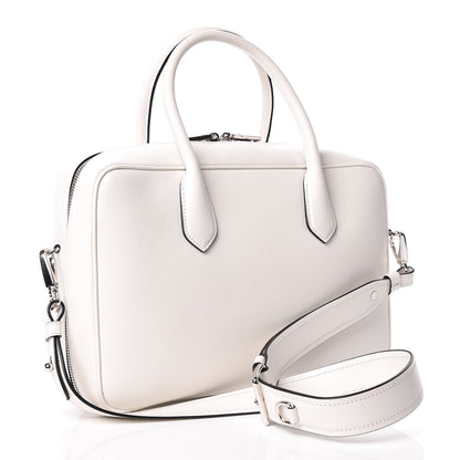 Prada City Calfskin Racing Logo Bowler White Black 3 of 9