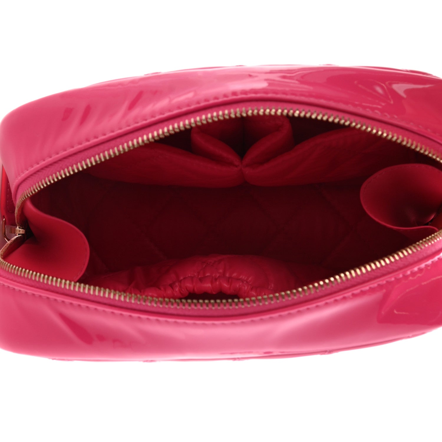 Chanel Patent Quilted Medium Curvy Pouch Cosmetic Case Pink 5 of 7