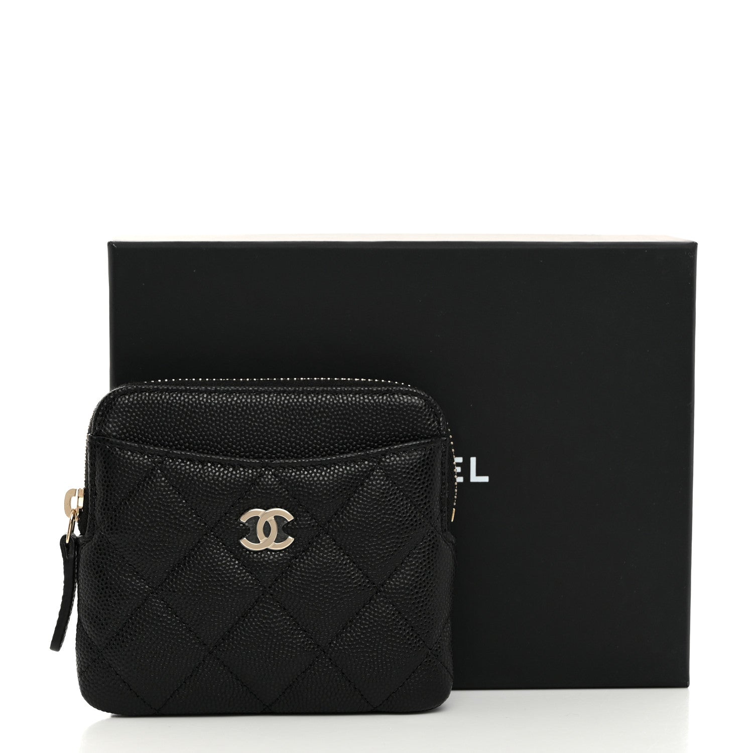 Chanel Caviar Quilted Zip Card Holder Wallet Black 8 of 8