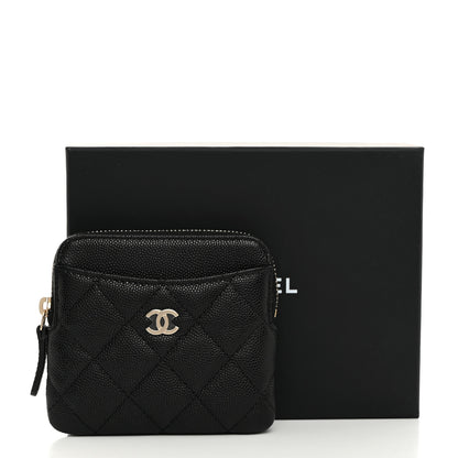 Chanel Caviar Quilted Zip Card Holder Wallet Black 8 of 8