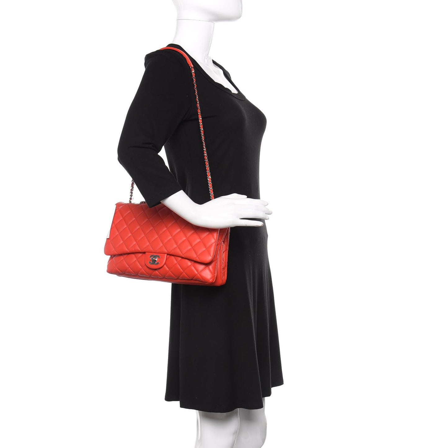Lambskin Quilted 3 Flap Bag Red