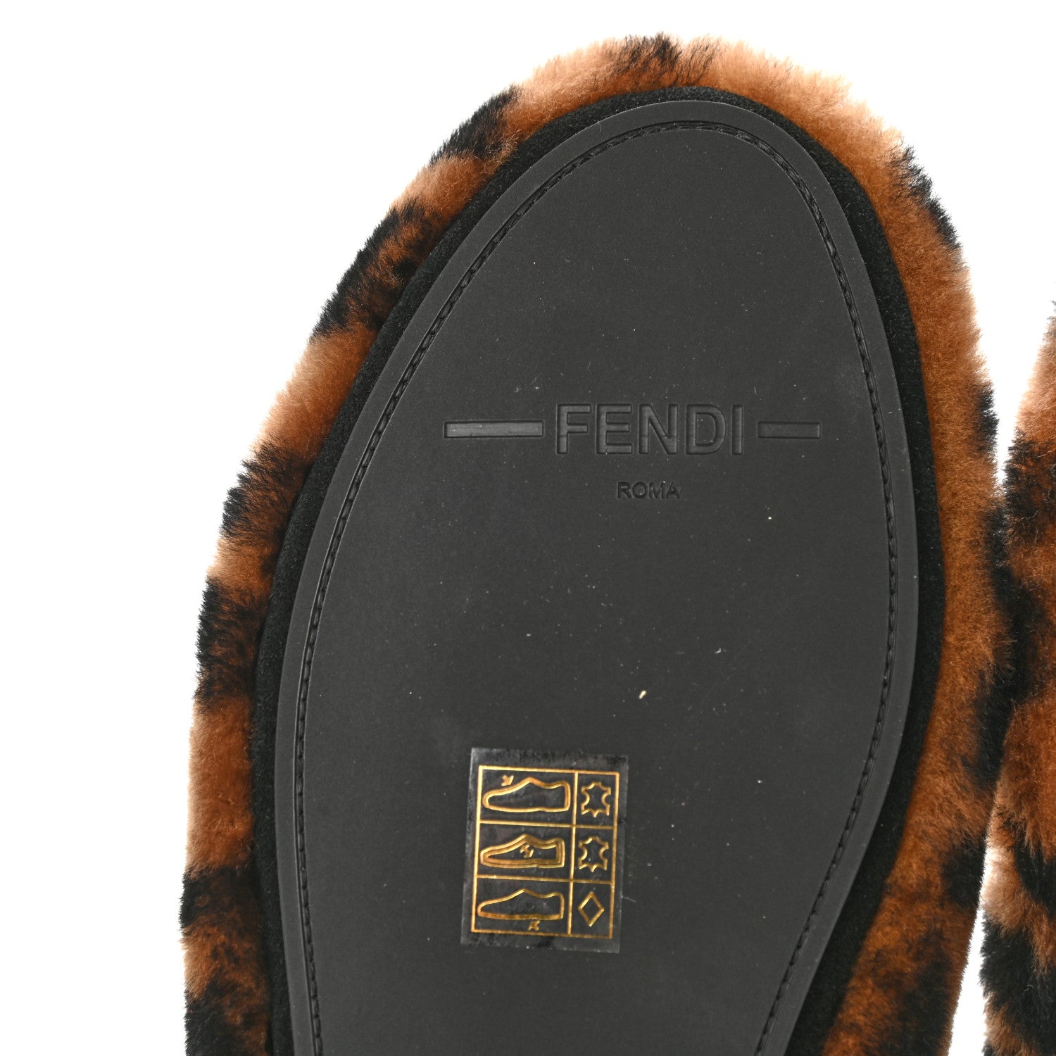 Fendi Shearling Nappa FF Slippers 38 Tobacco Black 7 of 8