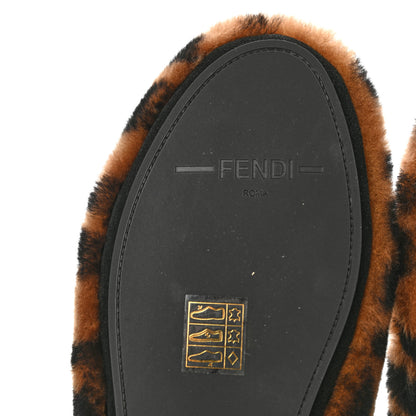 Fendi Shearling Nappa FF Slippers 38 Tobacco Black 7 of 8