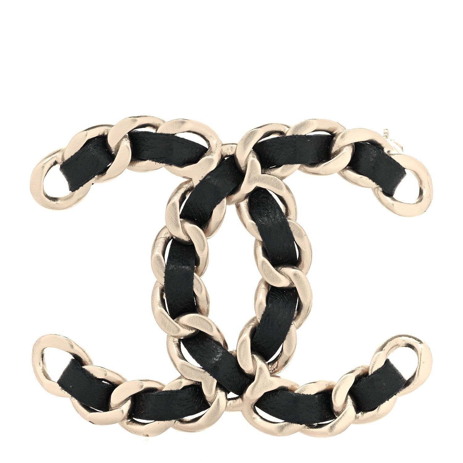 Chanel Lambskin Chain CC Brooch Black Gold 1 of 4