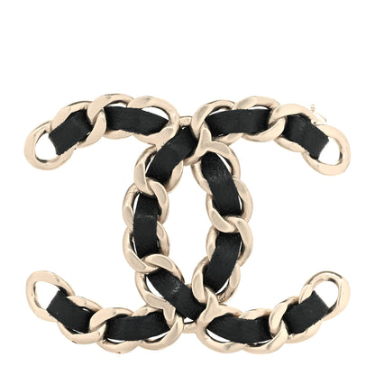 Chanel Lambskin Chain CC Brooch Black Gold 1 of 4