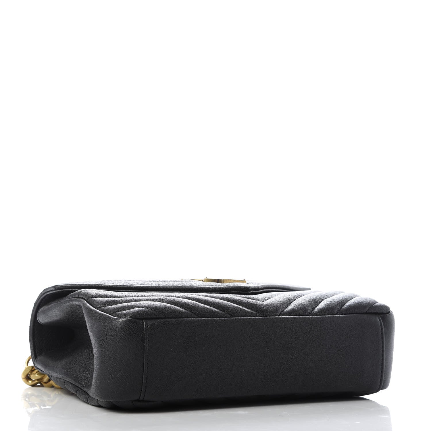 Saint Laurent Sheepskin Matelasse Chevron Monogram Medium College Bag Black 4 of 9