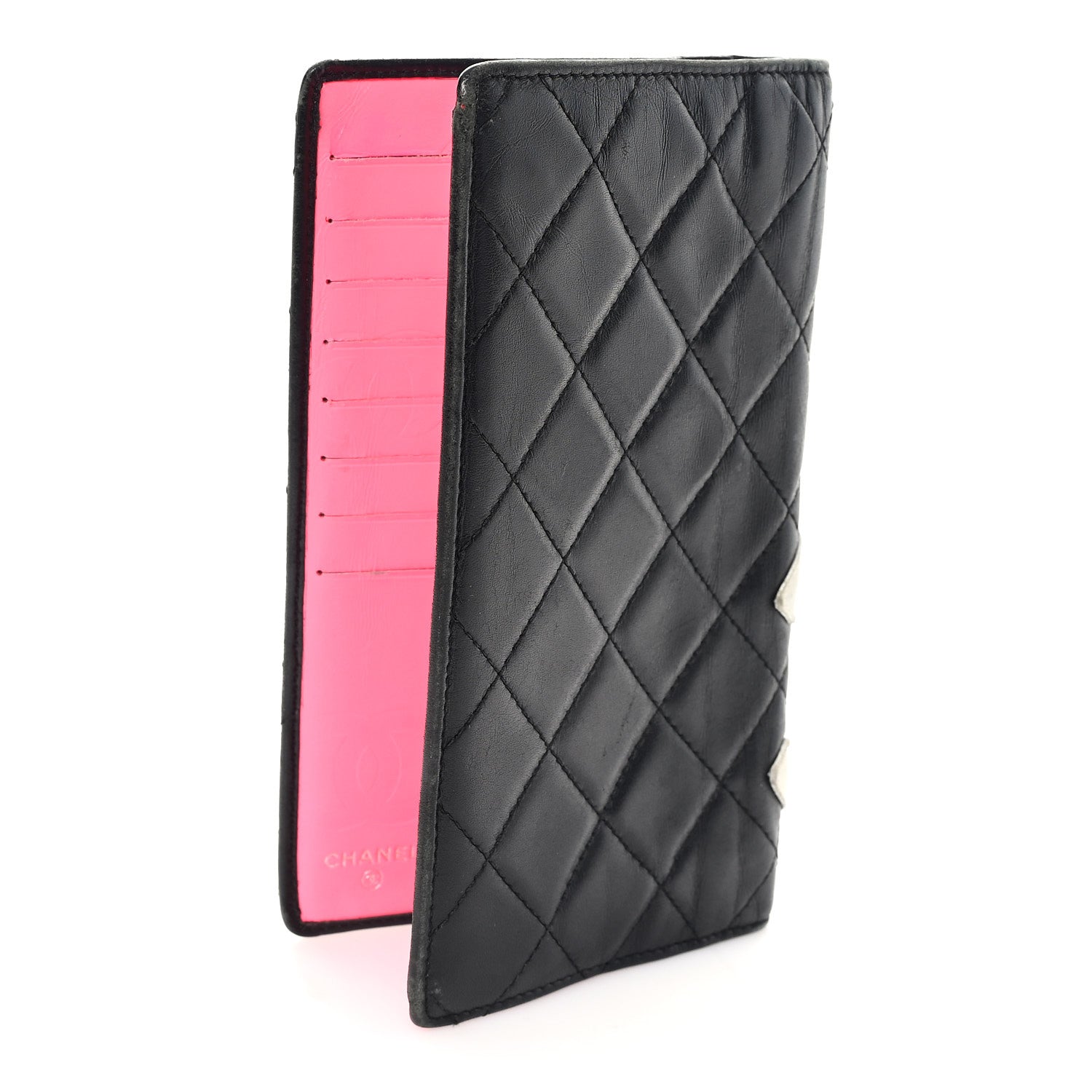 Chanel Calfskin Quilted Cambon Yen Wallet Black White 3 of 9