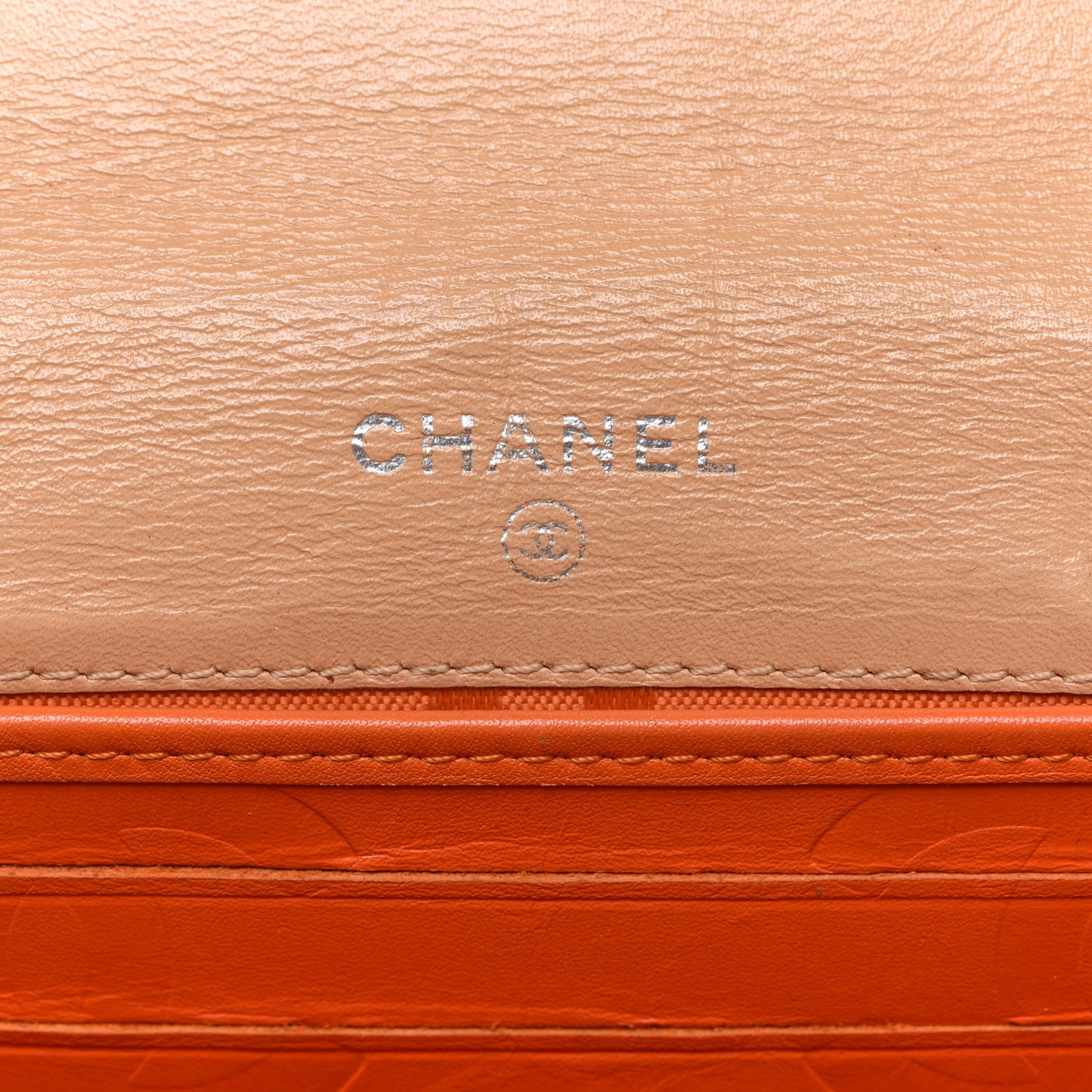 Calfskin Quilted Cambon Flap Wallet Beige